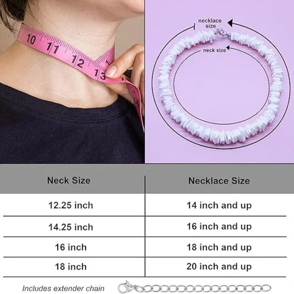 White Puka Shell Necklace, Hawaiian Style Clam Chip Surfer Necklace - Picture 6 of 7